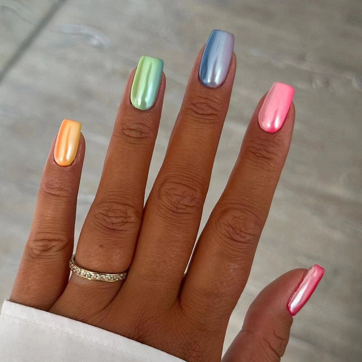 Iridescent Metallic Press-On Nail Set Stornfield