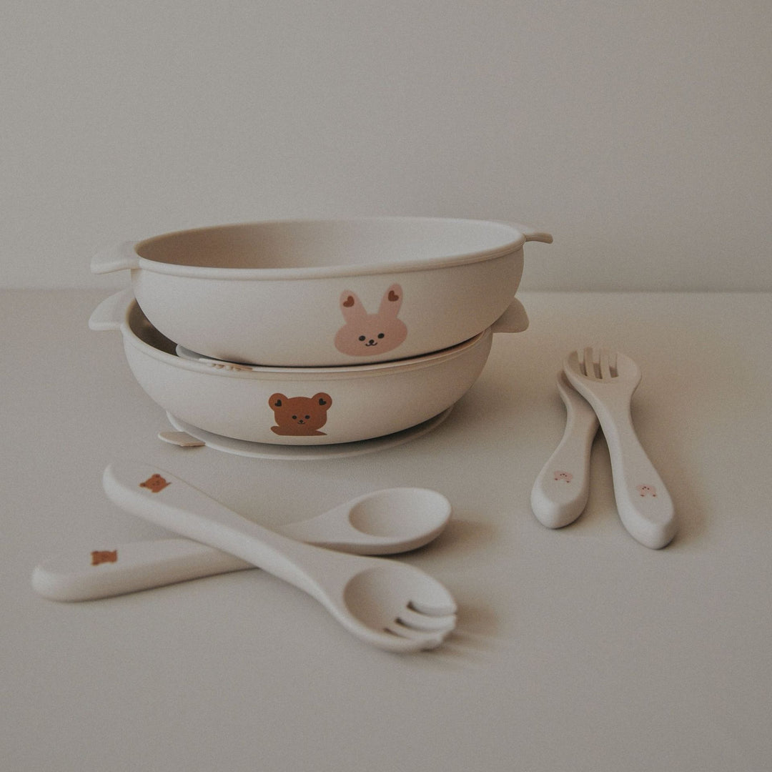 Silicone Baby Feeding Spoon and Fork Set with Soft-Tip Ergonomic Handles