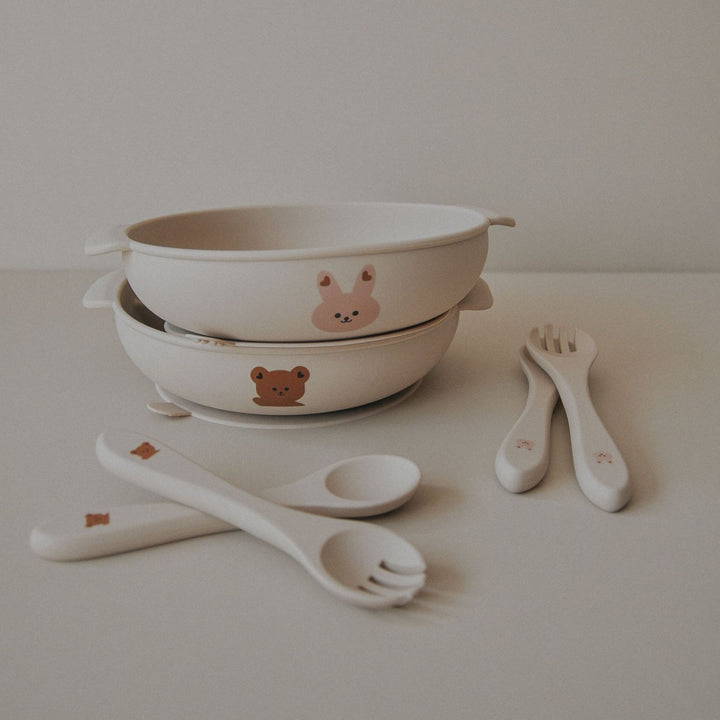 Silicone Baby Feeding Spoon and Fork Set with Soft-Tip Ergonomic Handles