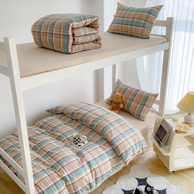 Lightweight Cotton Bunk-Bed Bedding Set with Duvet Cover Pillowcase and Fitted Sheet
