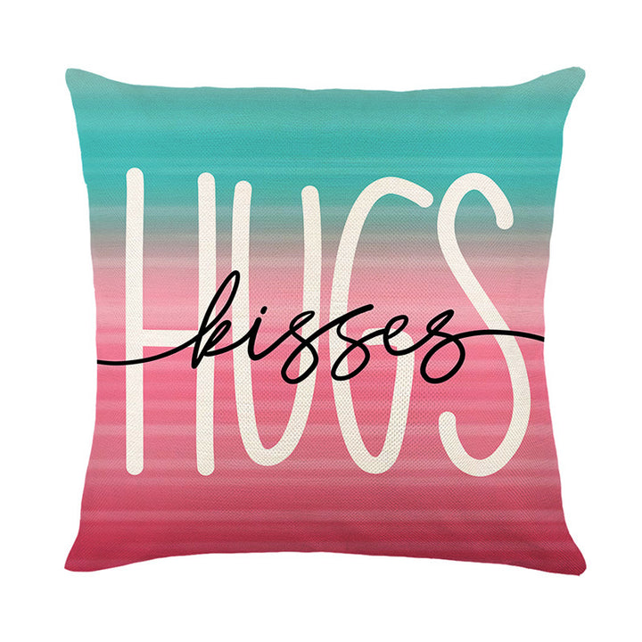 Decorative Cotton-Linen Conversation Heart Throw Pillow Cover with Hidden Zipper