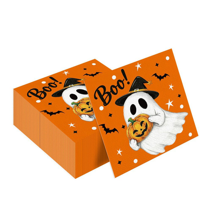 Disposable party tablecloth with Halloween design and napkin set