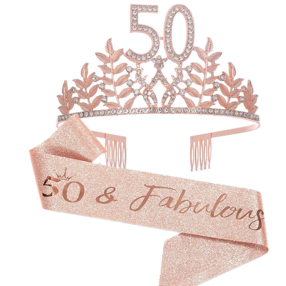 Women's Glamorous Birthday Crown with Shining Rhinestones Stornfield