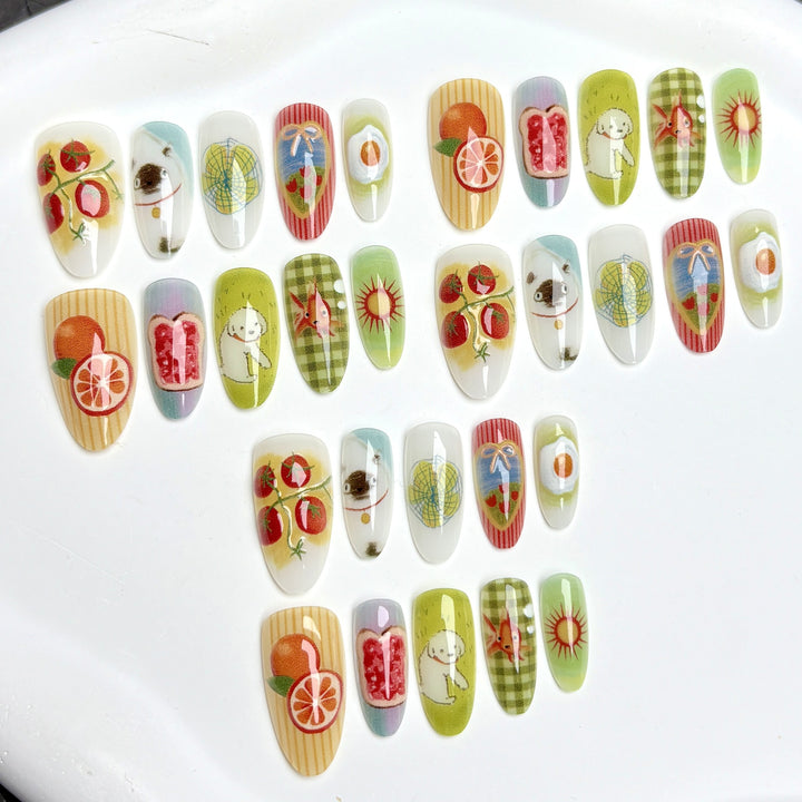 Playful Fruit-Themed Press-On Nail Set