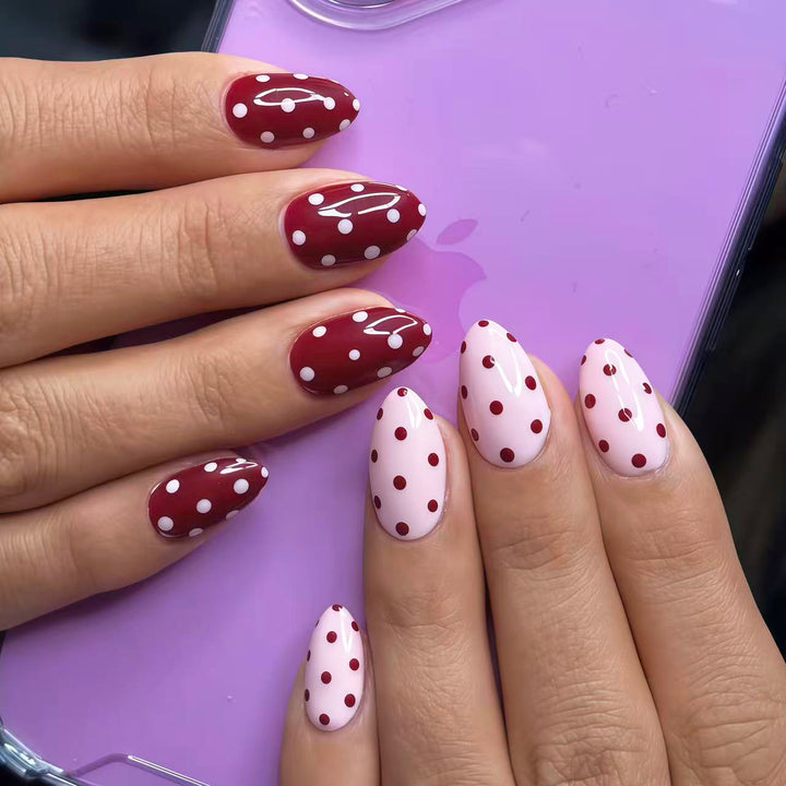 Decorative Press-On Nail Art Set with Charming Dots