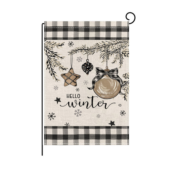 Holiday Welcome Burlap Garden Flag with Vintage Santa Illustration