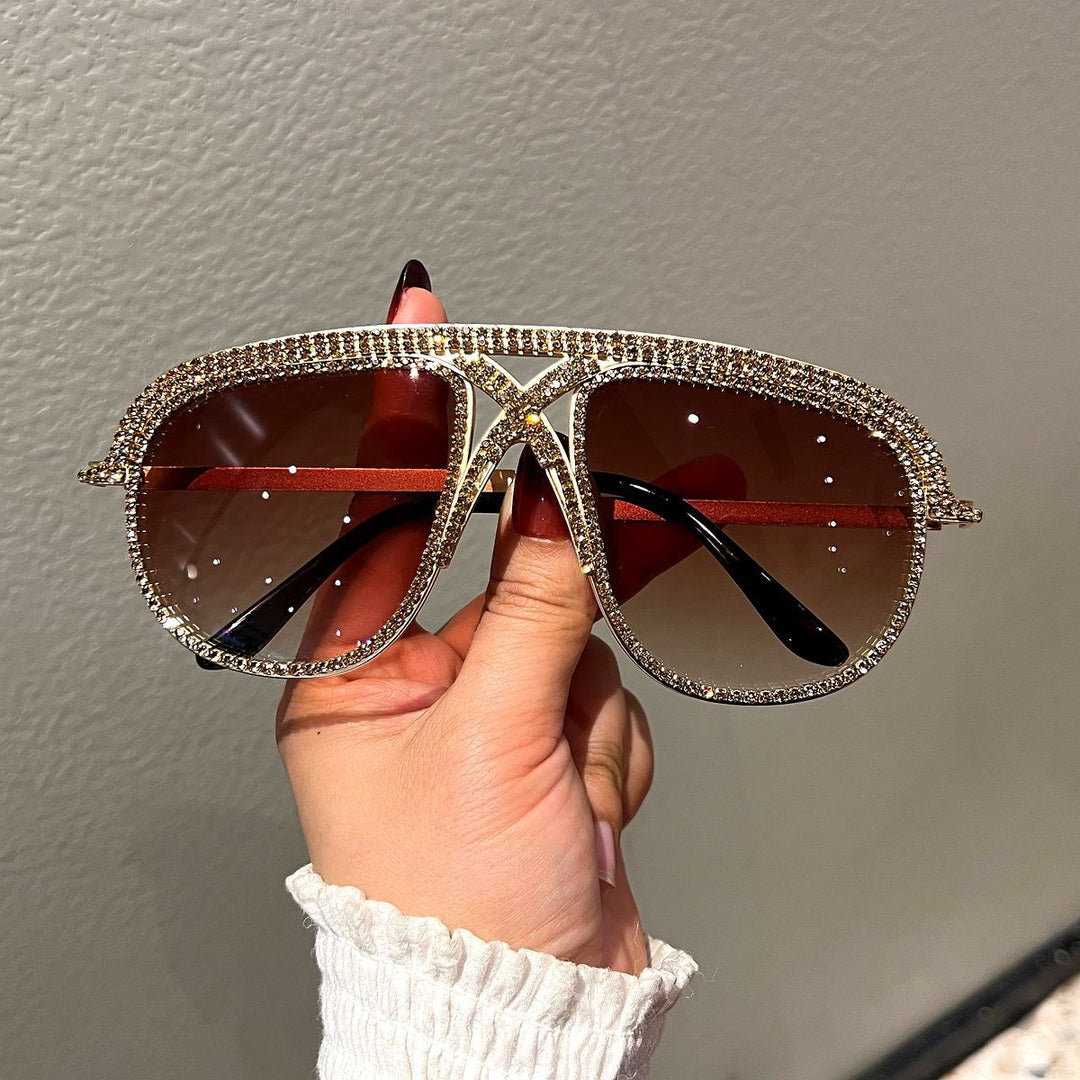 Women's Glamorous oversized Sunglasses with sparkling Crystal frame Stornfield