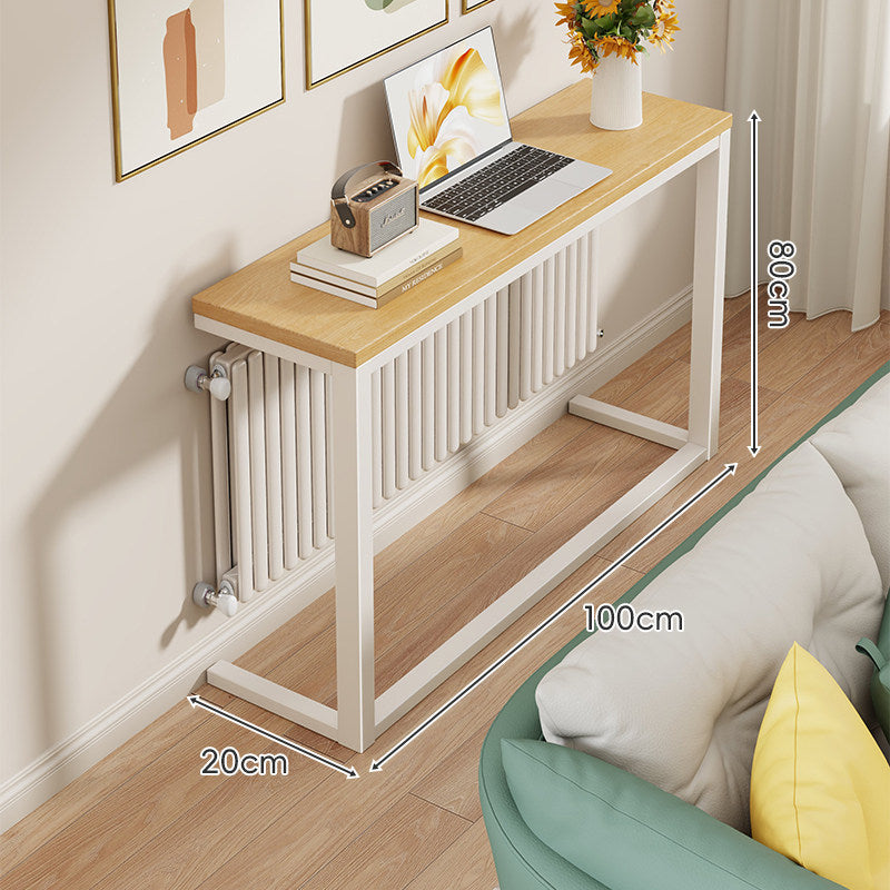 Slim Wooden-Top Metal Console Table for Sofa Back and Hallway
