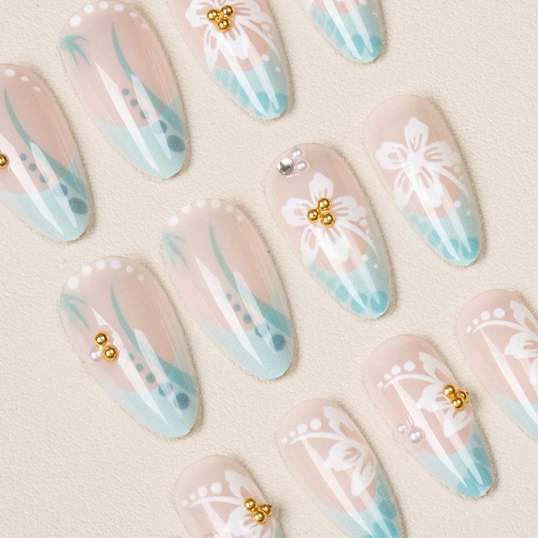 Artistic Floral Press-On Nail Design Set
