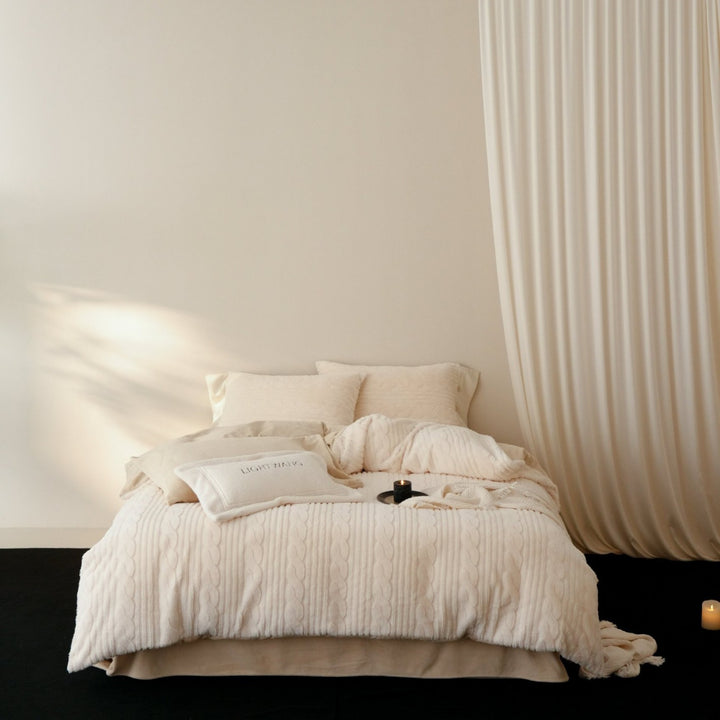 Cable-Knit Textured Duvet Cover and Pillow Shams Set