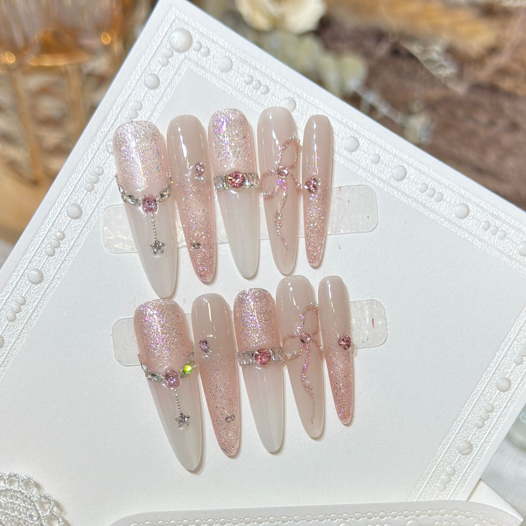 Glamorous Stiletto Press-On Nail Art Set with Sparkling Rhinestones Stornfield