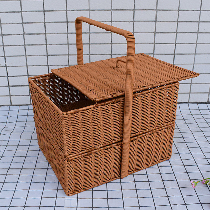 Multi-Functional Woven Storage Basket with Lid Stornfield