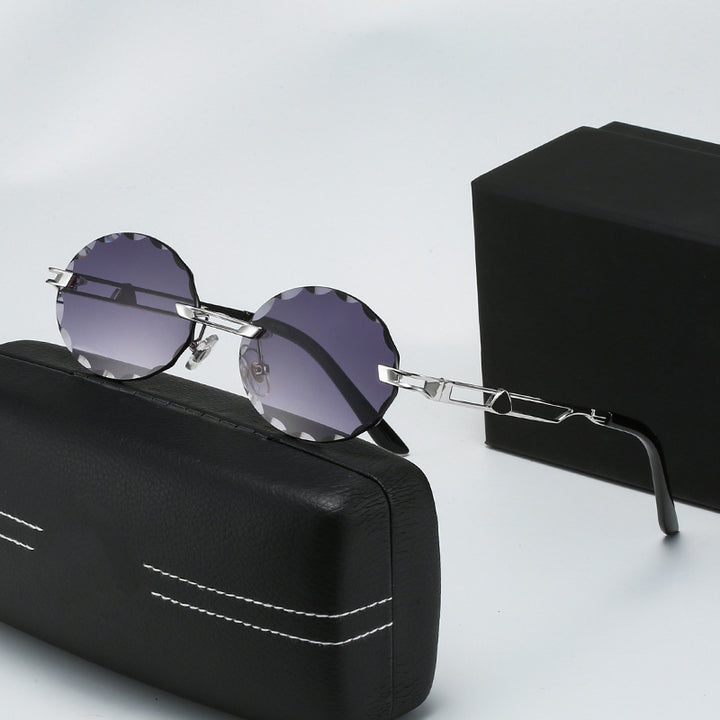 Ladies round sunglasses with unique wave design and high-quality metal frame Stornfield