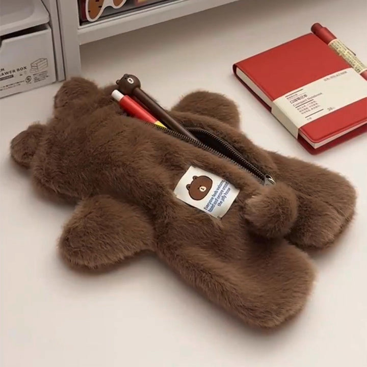Plush Animal Print Pencil Case