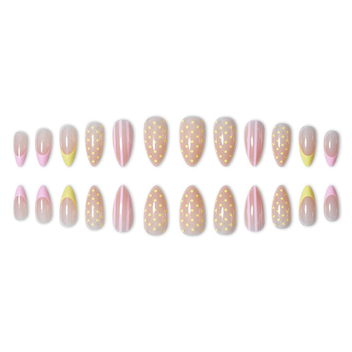 Artistic Press-On Nail Set with Polka Dot and Ombre Design Stornfield