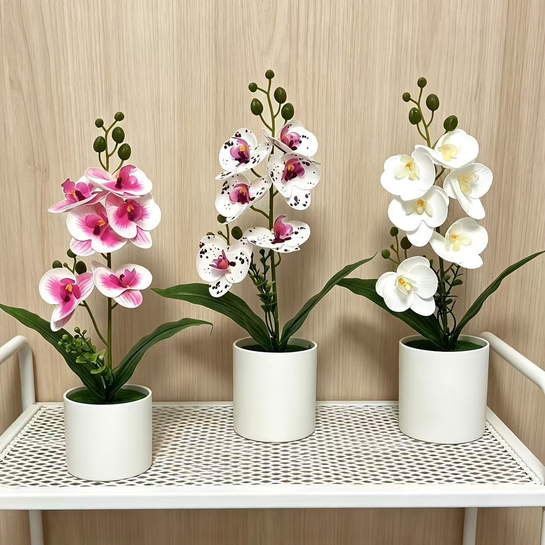 Elegant Artificial Orchid Plant Arrangement for Indoor Display