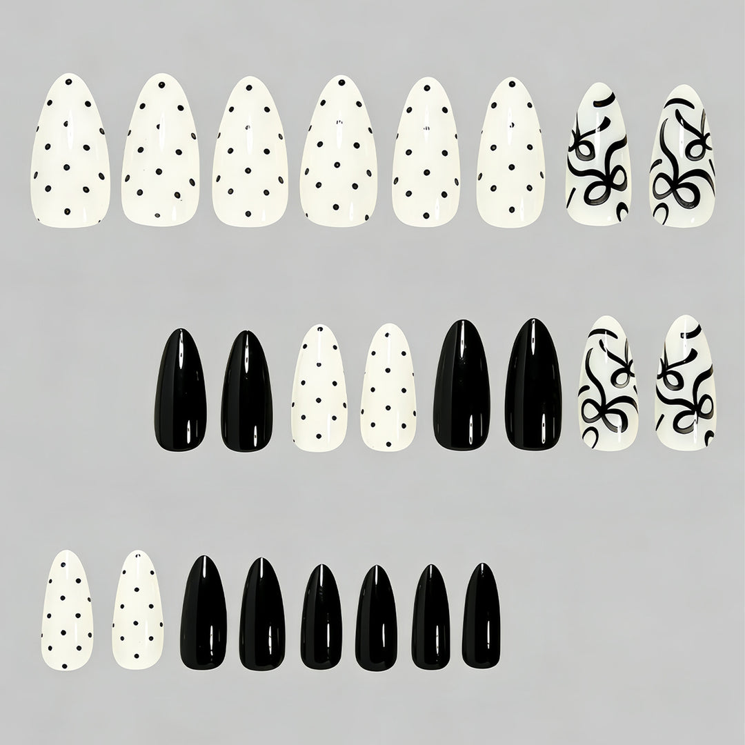 Artistic Press-On Nail Set with Bow Designs Stornfield