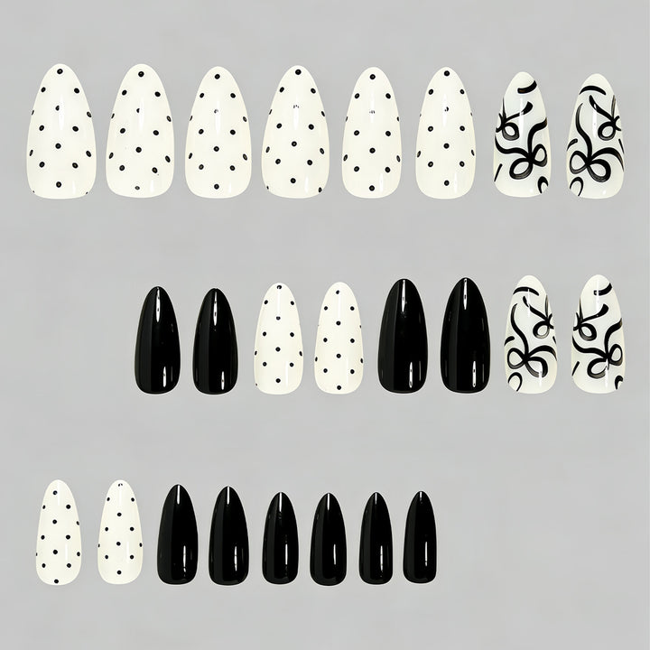 Artistic Press-On Nail Set with Bow Designs Stornfield