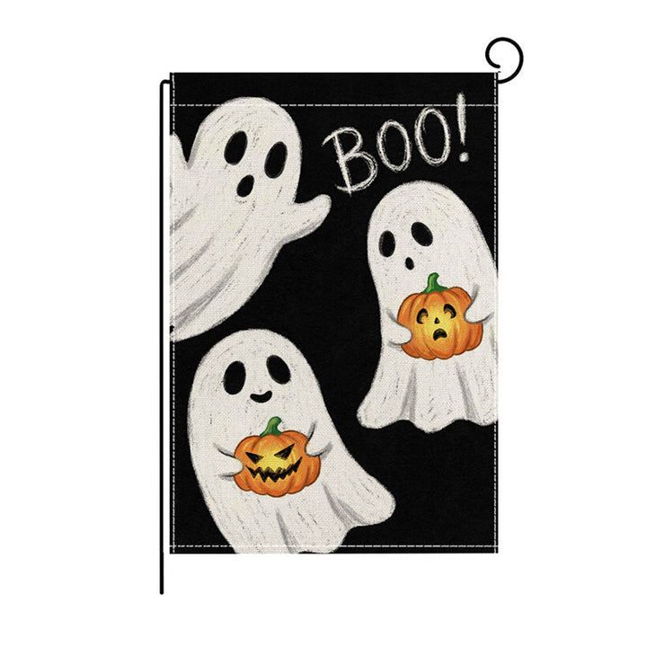 Heavy-Duty Halloween Spun-Polyester Decorative Yard Flag with Playful Ghosts and Jack-o'-Lanterns