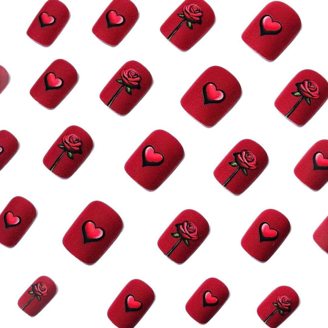 Artificial nails with romantic rose and heart design Stornfield