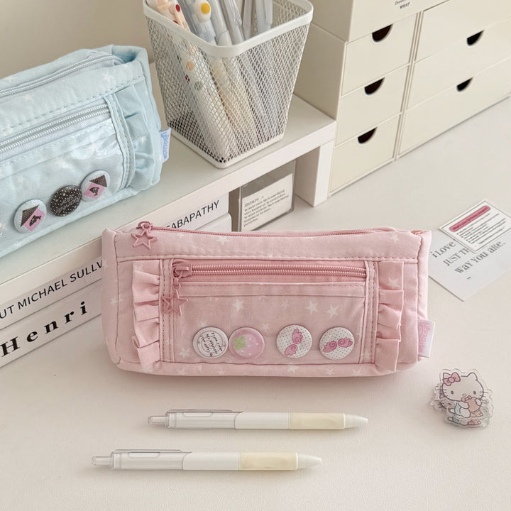 Star-Patterned Transparent Pencil Case