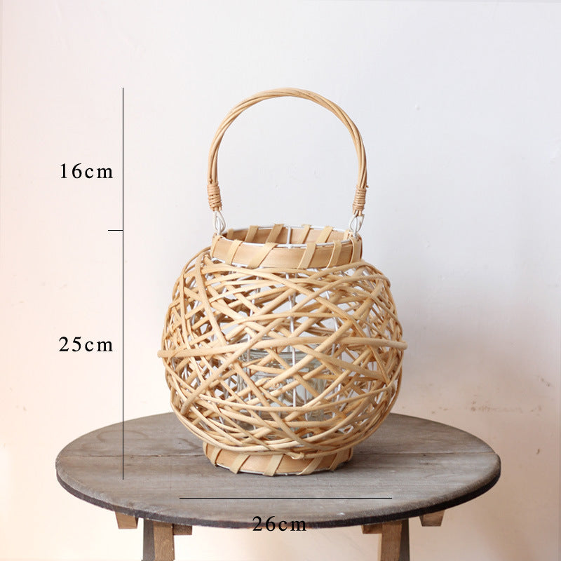 Decorative lantern made of woven natural material Stornfield
