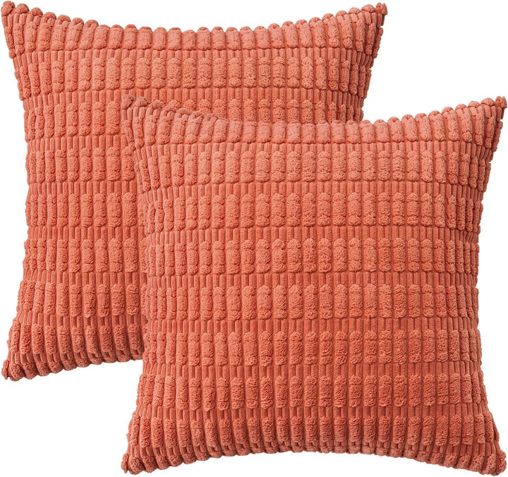Textured Chenille Square Throw Pillow Cover Pair with Raised Grid Tufting