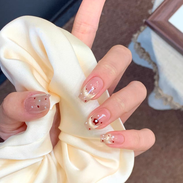 Decorative Press-On Nail Set with Floral and Bow Accents Stornfield