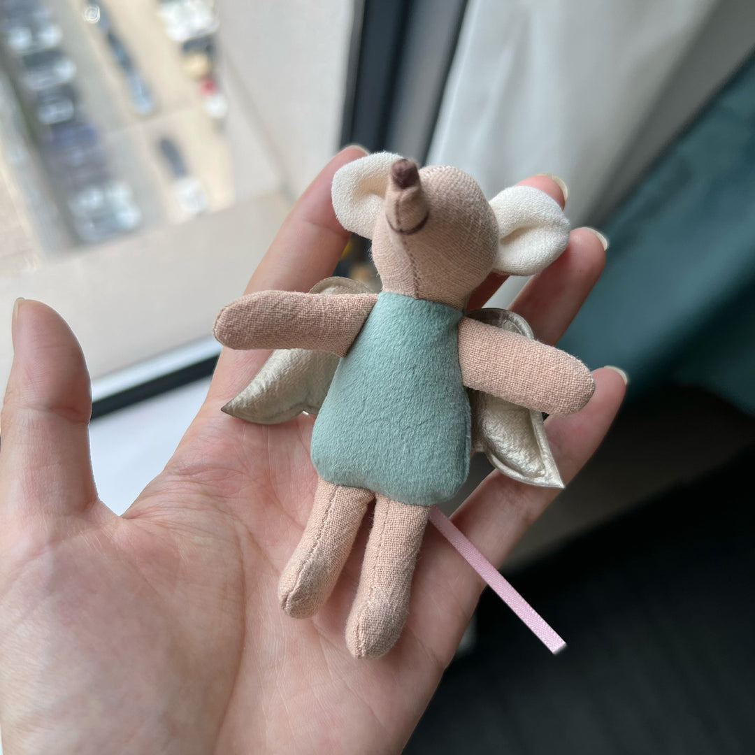 Handmade Linen Long-Limbed Bunny Doll with Embroidered Carrot Overalls