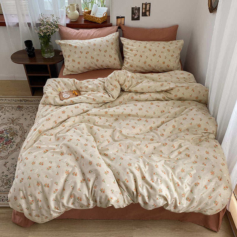Breathable Cotton Percale Floral Duvet Cover Set with Pillow Shams