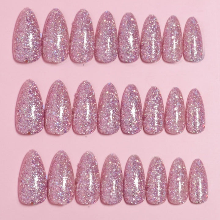 Glittering Almond-Shaped Press-On Nail Set Stornfield