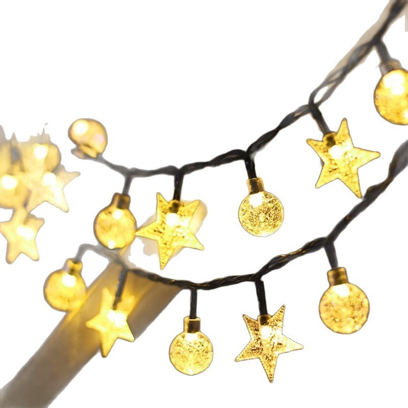 Decorative Warm LED Star And Crackle-Globe String Lights With Waterproof Power Pack Stornfield