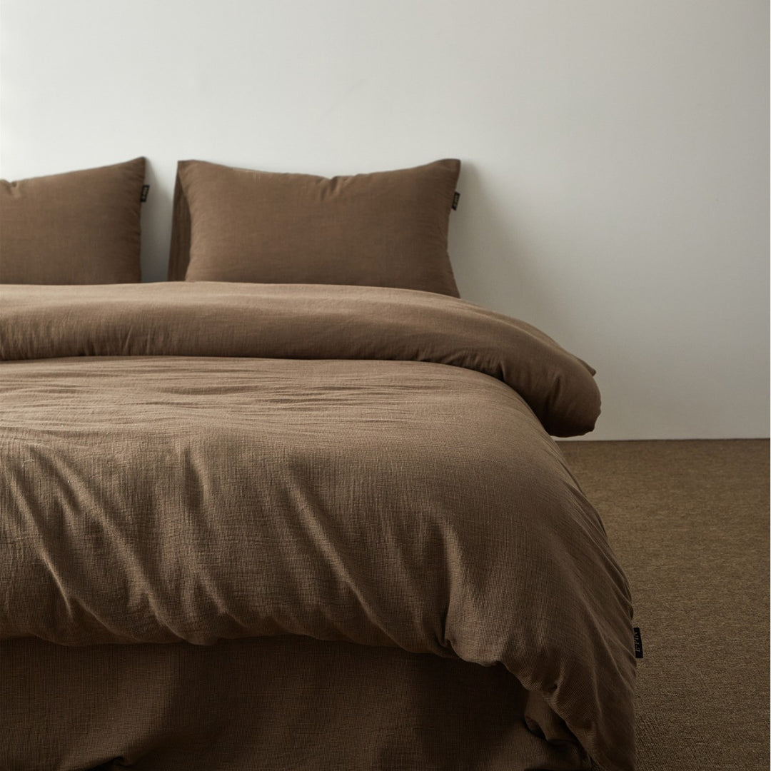 Stonewashed Linen-Blend Duvet Cover Set with Deep-Pocket Skirt & Envelope Shams