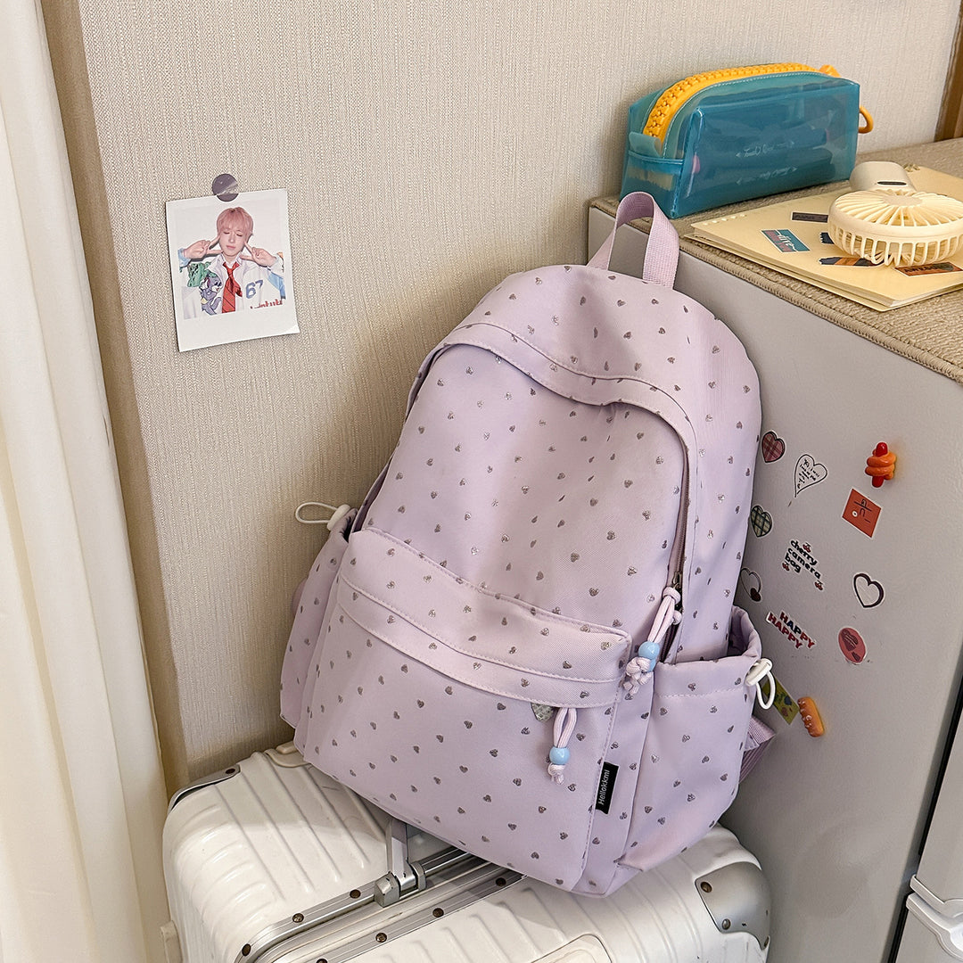 Playful Heart-Printed Backpack Stornfield