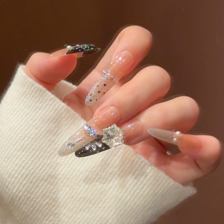 Glamorous Crystal-Studded Stiletto Press-On Nails Stornfield