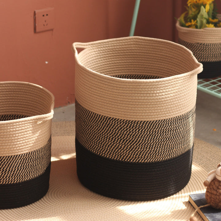 Modern storage basket with gray knit pattern Stornfield