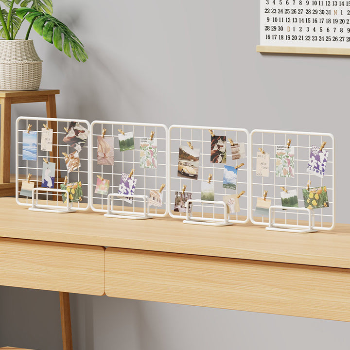 Desktop Wire Photo Grid Display with Stand and Mini Clips