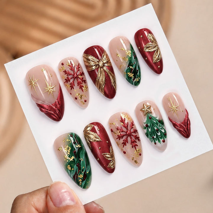 Artificial nail set with festive motifs Stornfield