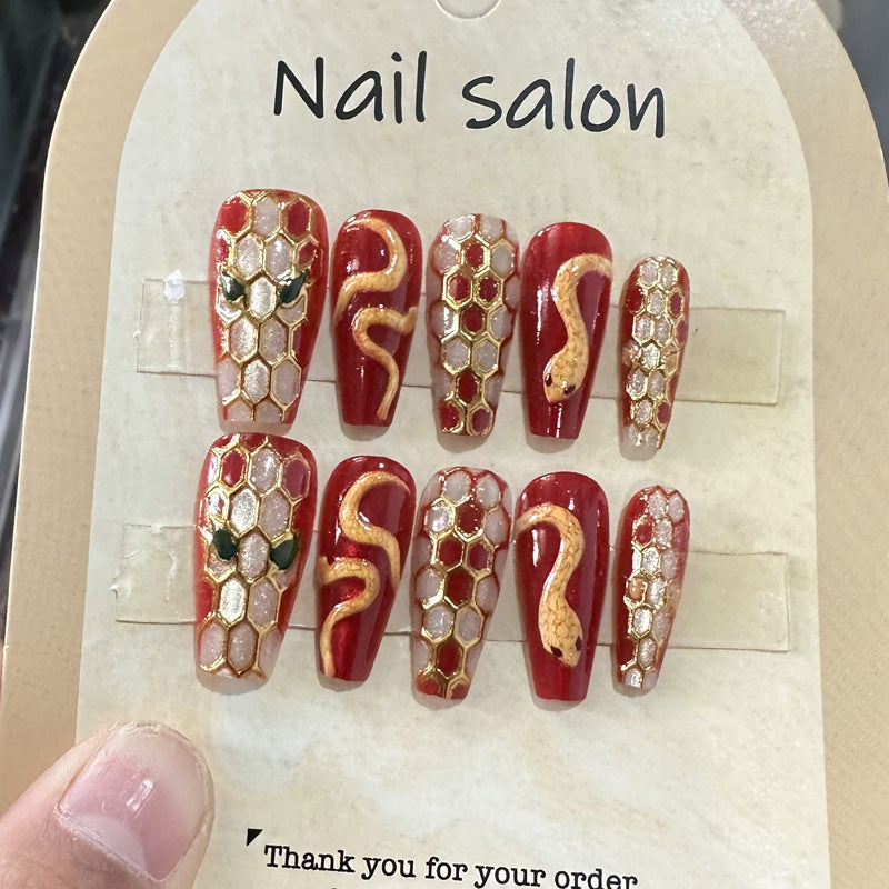 Artistic Snake Design Press-On Nail Set Stornfield
