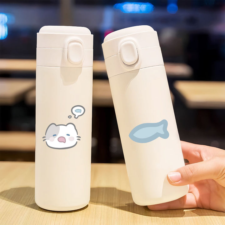 Women's insulated drinking bottle with secure flip-top lid and cute cat design Stornfield