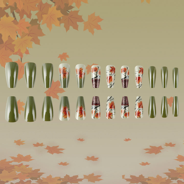 Autumn Leaf-Themed Press-On Nail Art Stornfield