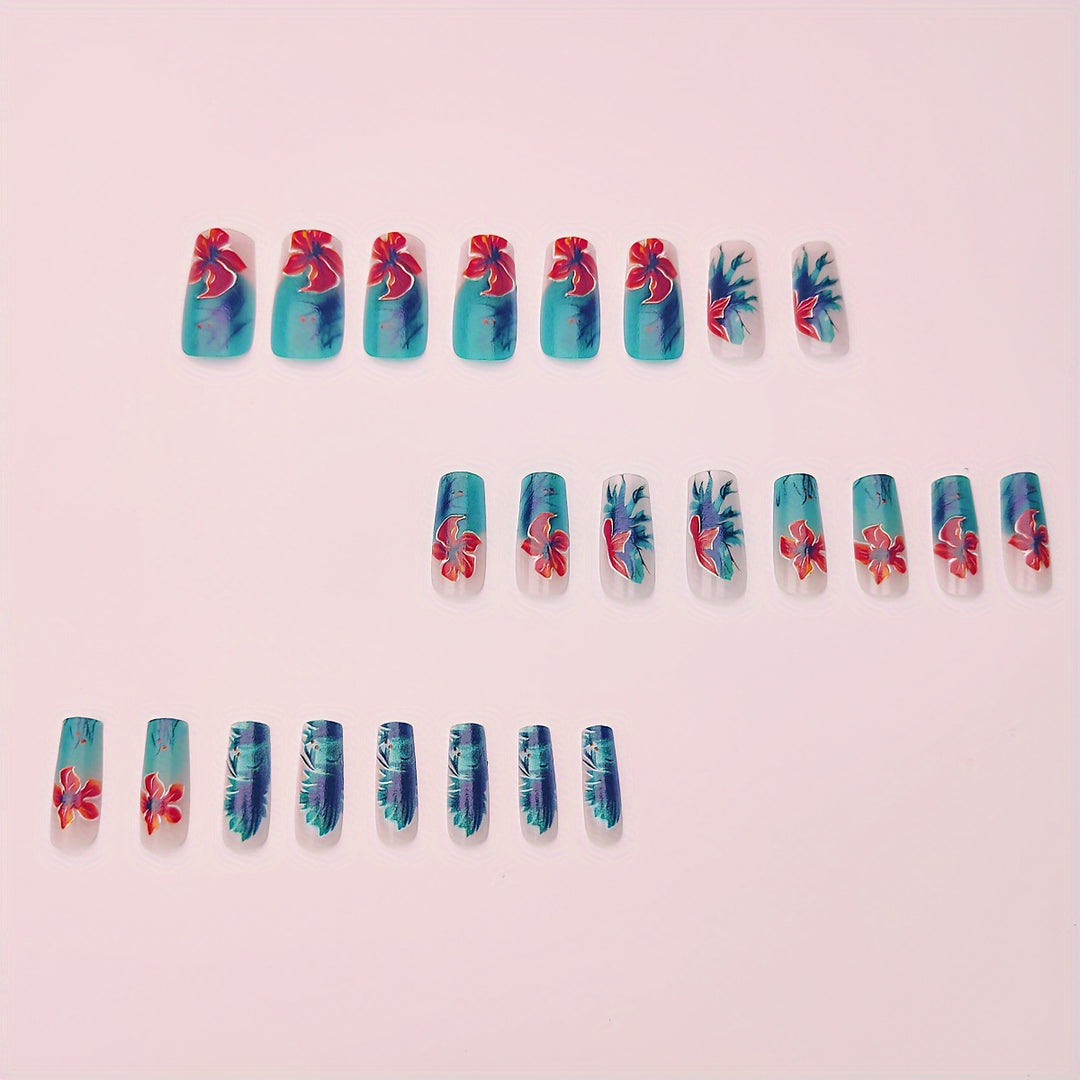 Creative Art Nails with Floral Hibiscus Design Stornfield