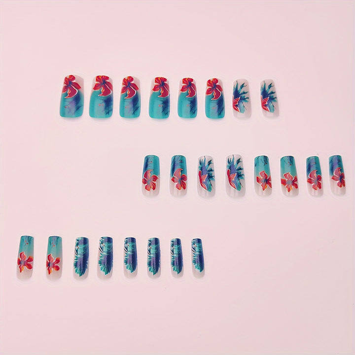 Creative Art Nails with Floral Hibiscus Design Stornfield