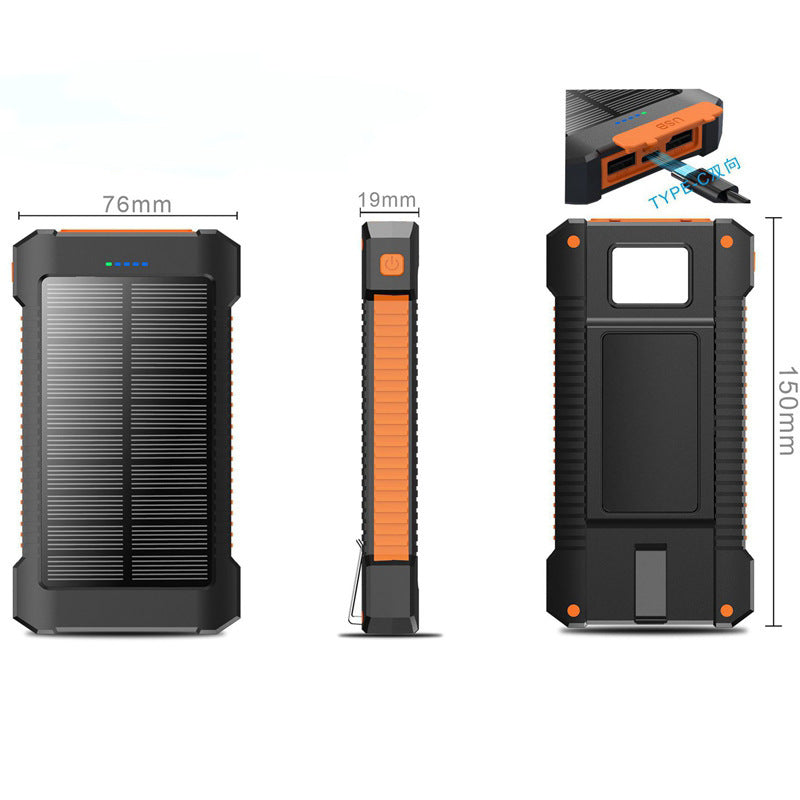 Robust Solar Power Bank with Integrated LED Light Stornfield