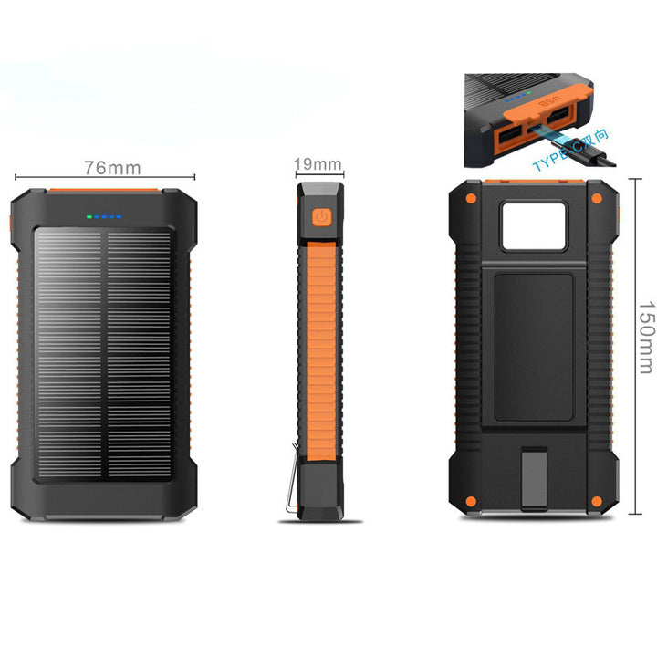 Robust Solar Power Bank with Integrated LED Light Stornfield