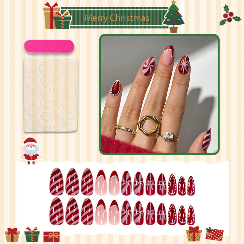 Artificial nail set with festive Christmas motifs and glamorous decorations Stornfield