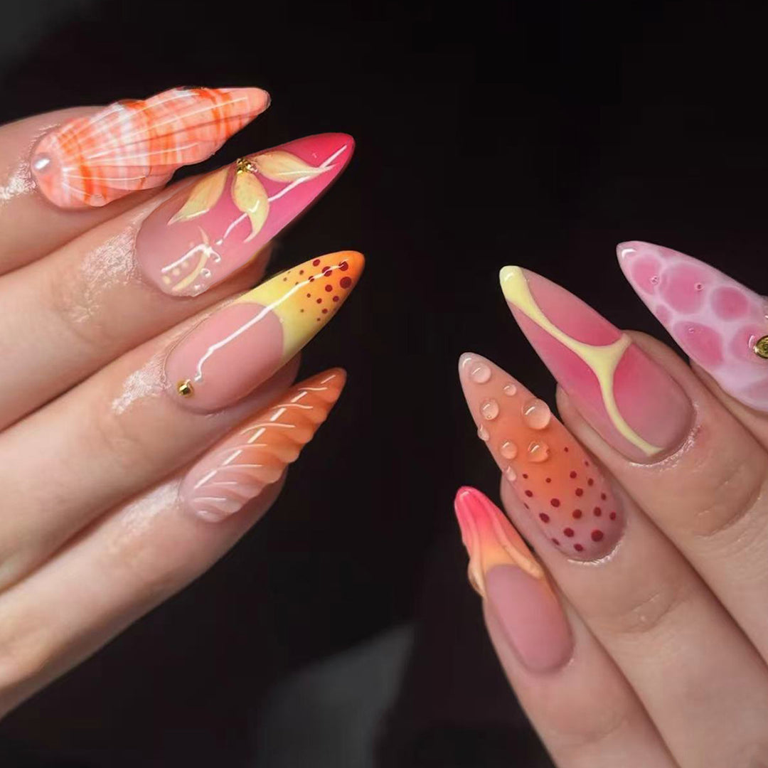 Exquisite Artificial Nails with Floral Accents Stornfield