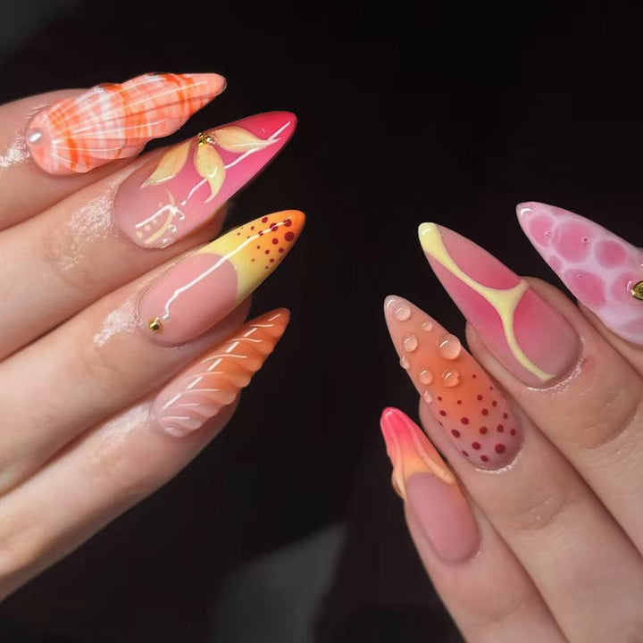 Exquisite Artificial Nails with Floral Accents Stornfield