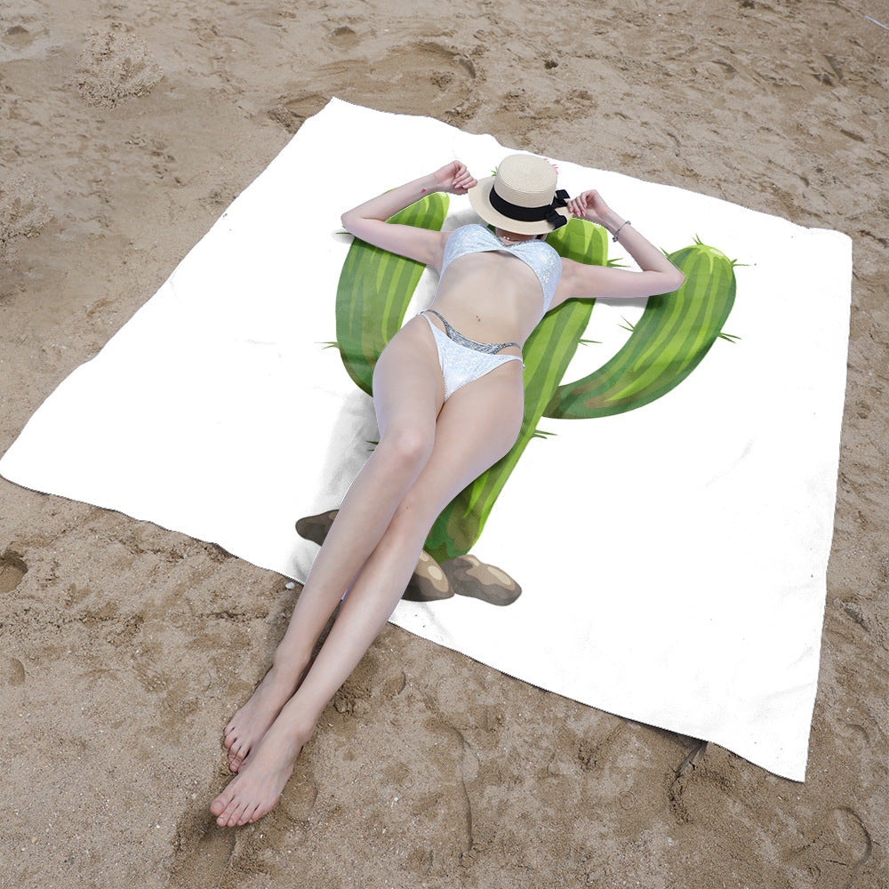 Beach blanket with floral cactus pattern Stornfield