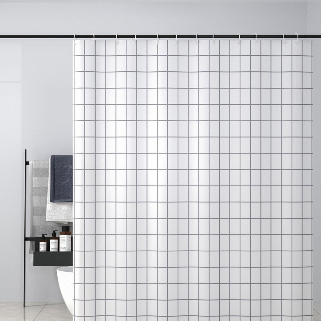 Minimalist Grid Pattern Shower Curtain Stornfield